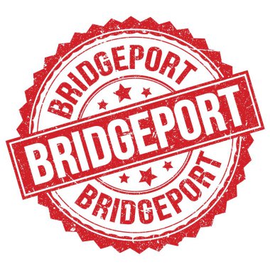 Kırmızı yuvarlak pul işareti üzerine yazılmış BRIDGEPORT metni