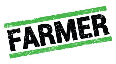Yeşil dikdörtgen damga işareti üzerine yazılmış Farmer metni.