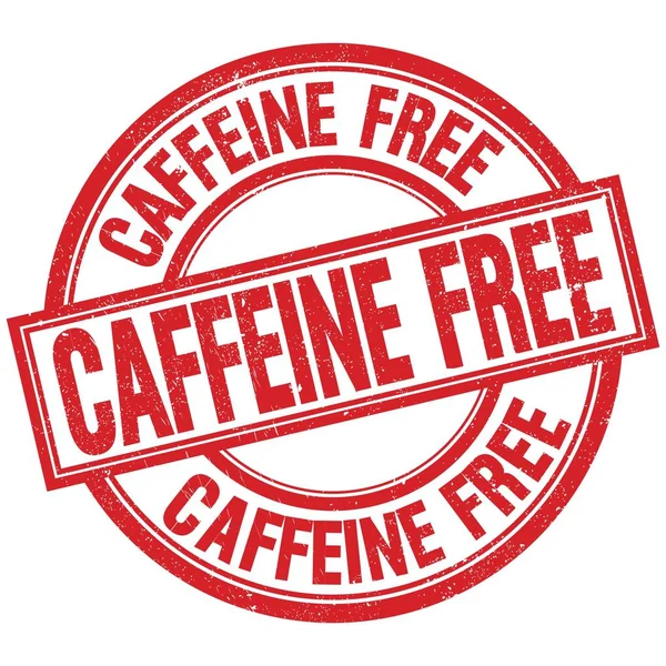 Caffeine Bezpłatny Tekst Napisany Czerwonym Okrągłym Znaku Znaczka — Zdjęcie stockowe