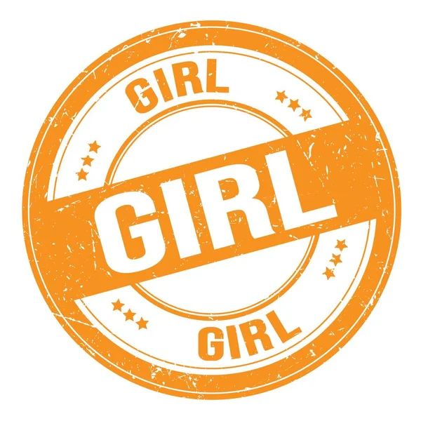 Girl Text Written Orange Grungy Stamp Sign — Photo