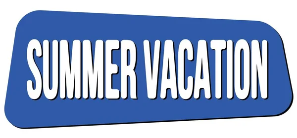 Summer Vacation Text Written Blue Trapeze Stamp Sign — 스톡 사진