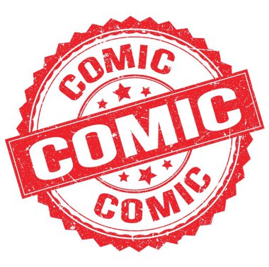 Kırmızı yuvarlak pul işareti üzerine yazılmış COMIC metni