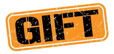 Turuncu-siyah grungy işareti üzerine yazılmış bir hediye metni.