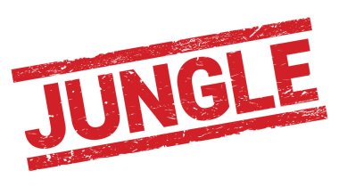 Kırmızı dikdörtgen damga işareti üzerine yazılmış JUNGLE metni.