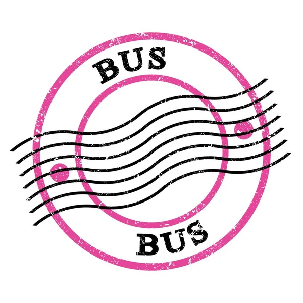 Bus Text Written Pink Black Grungy Postal Stamp — Zdjęcie stockowe