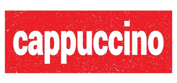 Cappuccino Tekst Napisany Czerwonym Grungy Znak Znaczka — Zdjęcie stockowe