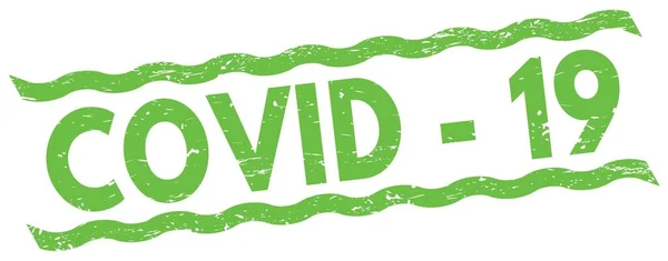 Covid Text Geschrieben Auf Grünen Linien Stempelschild — Stockfoto