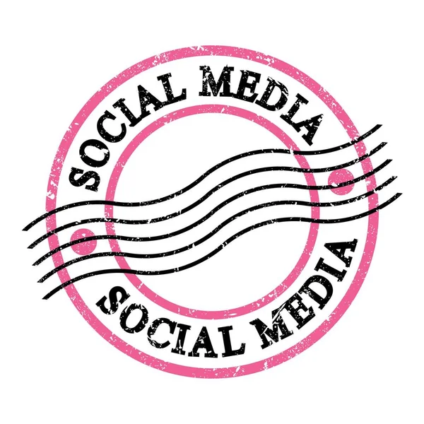 Social Media Text Written Pink Black Grungy Postal Stamp — Stock Fotó