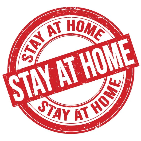 Stay Home Text Written Red Grungy Stamp Sign — Stok fotoğraf