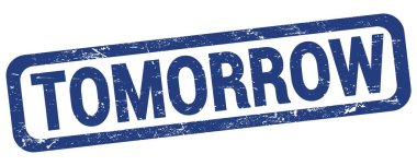 Yarın mavi dikdörtgen damga işareti üzerine yazılmış metin.