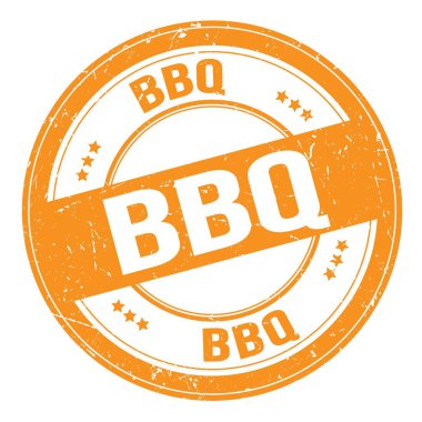 Turuncu yuvarlak grungy işareti üzerine yazılmış BBQ metni