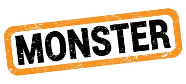 Turuncu-siyah dikdörtgen işareti üzerine yazılmış Monster metni.
