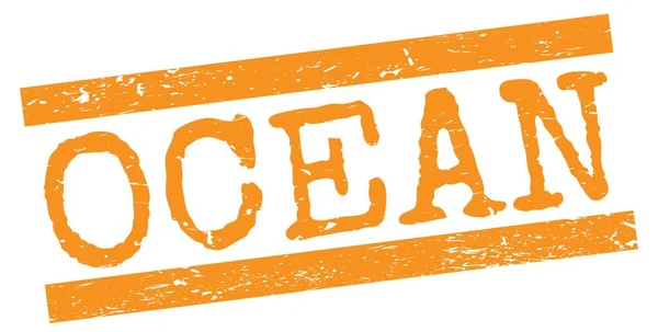 Ocean Text Written Orange Grungy Lines Stamp Sign — Zdjęcie stockowe