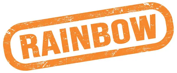 Rainbow Text Orange Rectangle Stamp Sign — Stok fotoğraf