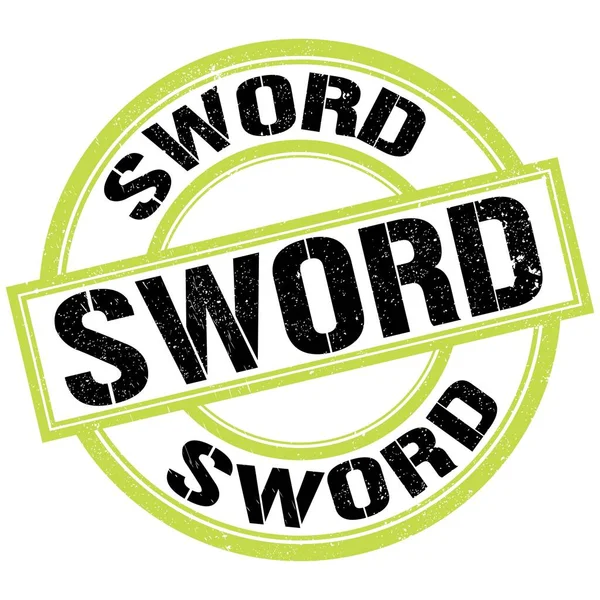 Texto Sword Escrito Sinal Carimbo Redondo Verde Preto — Fotografia de Stock