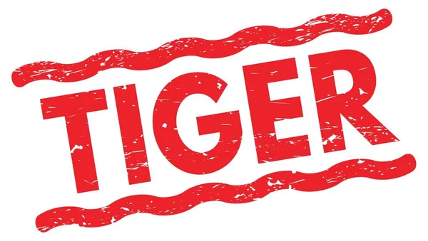 Tiger Text Written Red Lines Stamp Sign — стоковое фото