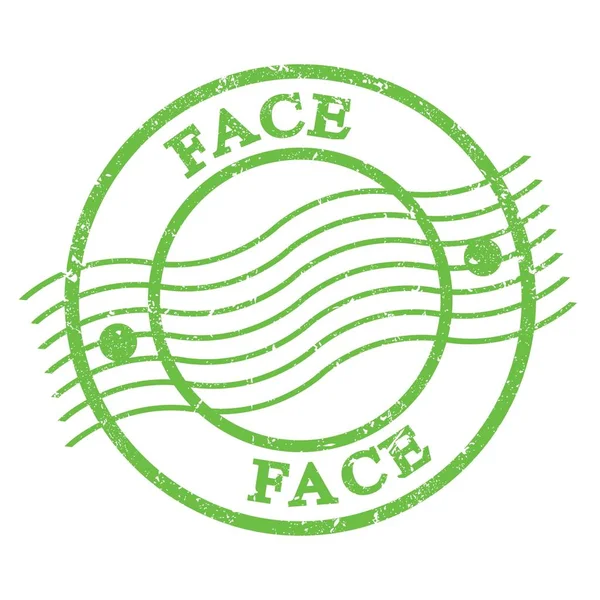 Face Text Written Green Grungy Postal Stamp — Stockfoto