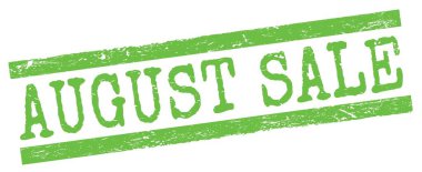 AĞUSTOS Satış metni yeşil grungy satır işareti üzerine yazılmış.