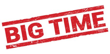 Kırmızı dikdörtgen mühür işareti üzerine yazılan büyük Time metni.