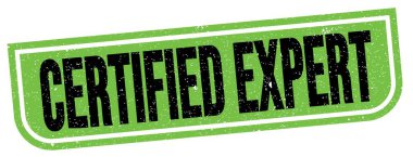 Yeşil-siyah grungy işareti üzerine yazılmış CERTIFED Uzman metin.