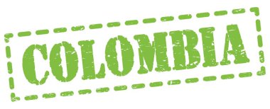 Yeşil çizgi işareti üzerine yazılmış COLOMBIA metni.