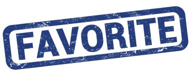 Mavi dikdörtgen damga işareti üzerine yazılmış FAVORITE metni.
