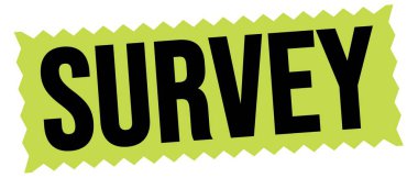 Yeşil-siyah zig-zag işareti üzerine yazılmış SURVEY metni.