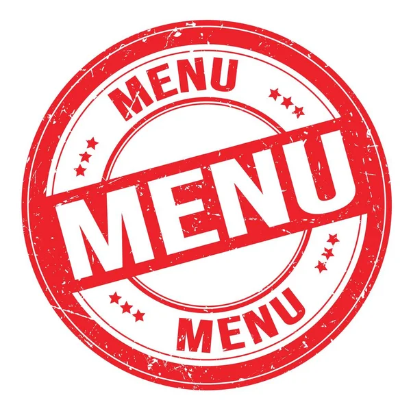 Menu Text Written Red Grungy Stamp Sign — Stok fotoğraf