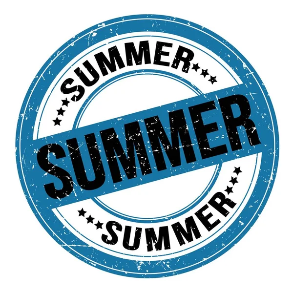 Summer Text Written Blue Black Grungy Stamp Sign — Fotografia de Stock