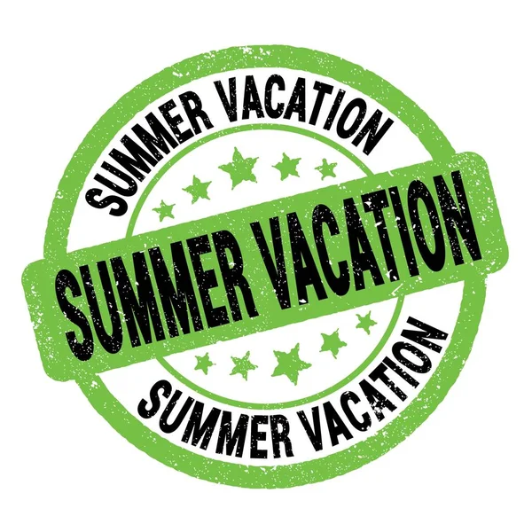 Summer Vacation Text Written Green Black Grungy Stamp Sign — Photo