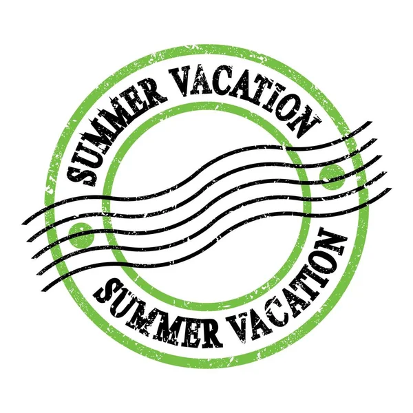 Summer Vacation Text Written Green Black Grungy Postal Stamp — Photo