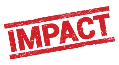 Kırmızı dikdörtgen damga işareti üzerine yazılmış IMPACT metni.