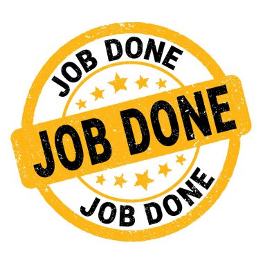 İş bitirme metni sarı-siyah grungy işareti üzerine yazılmış.