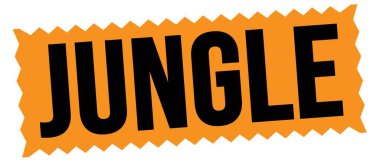 Turuncu-siyah zig-zag işareti üzerine yazılmış JUNGLE metni.