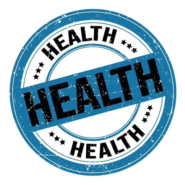 Health Text Written Blue Black Grungy Stamp Sign — Zdjęcie stockowe