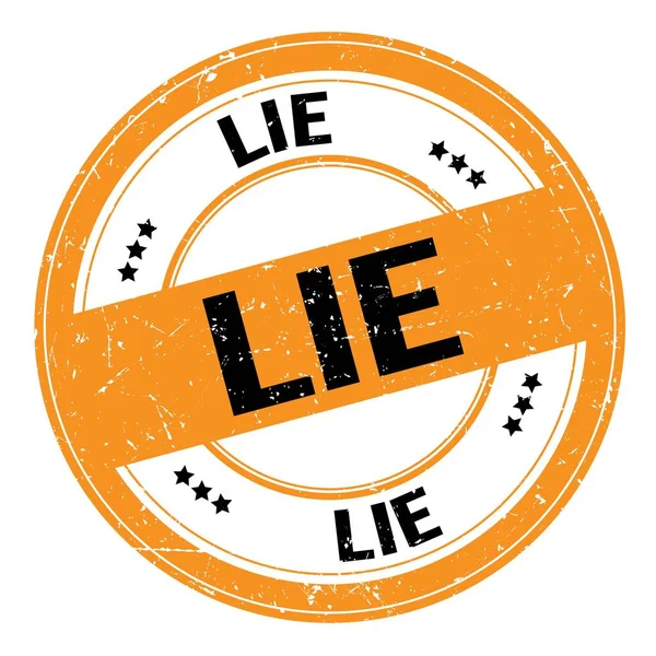 Lie Text Written Orange Black Grungy Stamp Sign — Stock Photo, Image