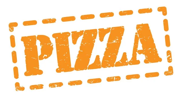 Pizza Text Written Orange Dash Stamp Sign — 图库照片
