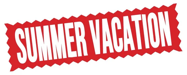Summer Vacation Text Written Red Zig Zag Stamp Sign — 스톡 사진