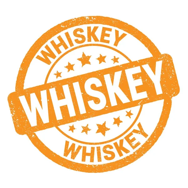 Whiskey Text Written Orange Grungy Stamp Sign — Stock Photo, Image