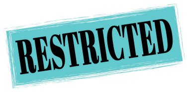 Mavi-siyah dikdörtgen mühür işareti üzerine yazılmış RESTRICTED metni.