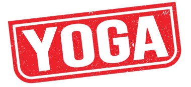 Kırmızı grungy mühür işareti üzerine yazılmış YOGA metni.