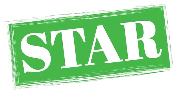 Star Szöveg Zöld Téglalap Alakú Bélyegzőtáblára Írva — Stock Fotó
