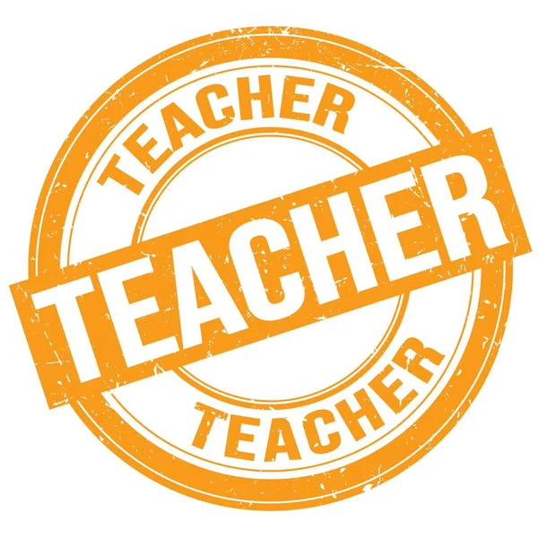 Teacher Text Written Orange Grungy Stamp Sign — Stockfoto