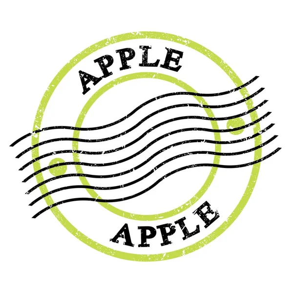 Apple Tekst Napisany Zielono Czarnym Grungowym Znaczku Pocztowym — Zdjęcie stockowe