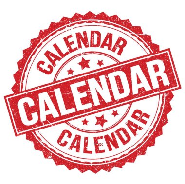 Kırmızı yuvarlak pul işareti üzerine yazılmış CALENDAR metni