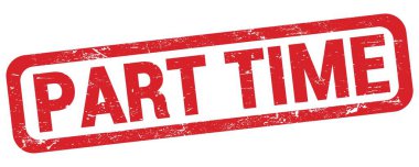 Kırmızı dikdörtgen damga işareti üzerine yazılan part time metni.