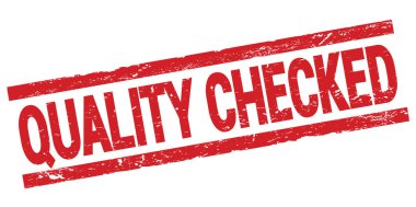 QUALITY CHECKED text written on red rectangle stamp sign.