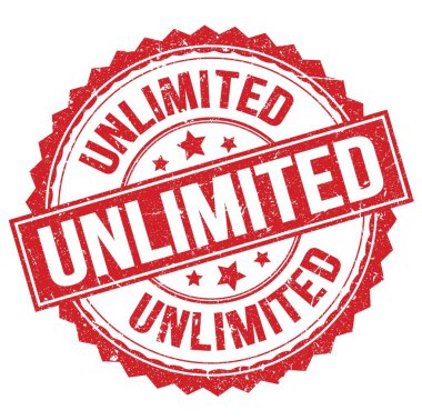 Kırmızı yuvarlak pul işareti üzerine yazılmış Sınırsız metin