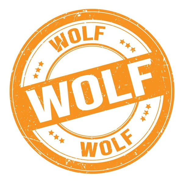 Wolf Text Written Orange Grungy Stamp Sign — Stockfoto