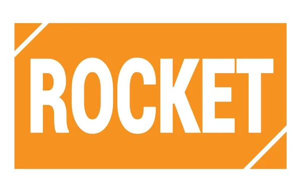 Rocket Text Written Orange Rectangle Stamp Sign — Stock Fotó